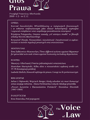 Głos Prawa. Przegląd Prawniczy Allerhanda - The Voice of Law. Allerhand Law Review - 2019, vol. II, No. 4
