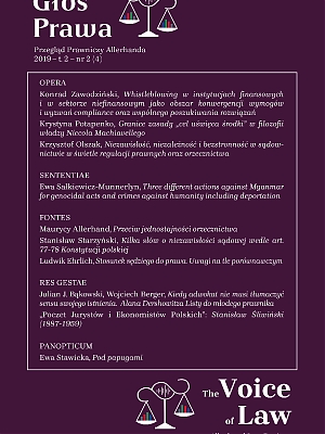 Głos Prawa. Przegląd Prawniczy Allerhanda - The Voice of Law. Allerhand Law Review - 2019, vol. II, No. 4
